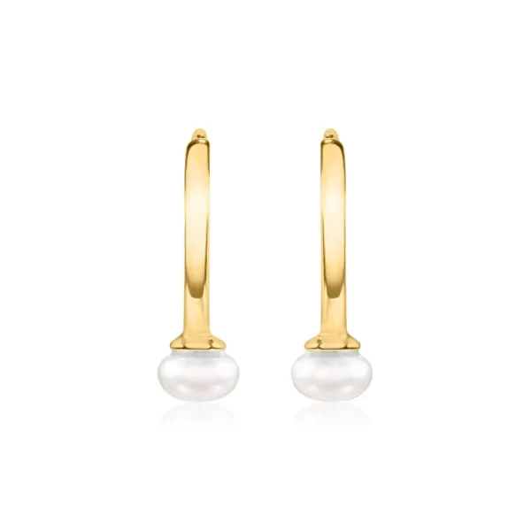 Minimalist İnci Detay Küçük Halka Küpe - Gold
