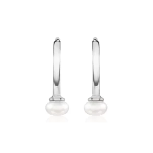 Minimalist İnci Detay Küçük Halka Küpe - Silver