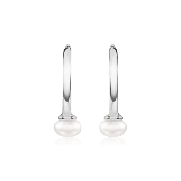 Minimalist İnci Detay Küçük Halka Küpe - Silver