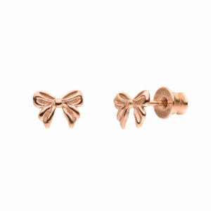 Kabartmalı Fiyonk Küpe Mini- Pink Gold